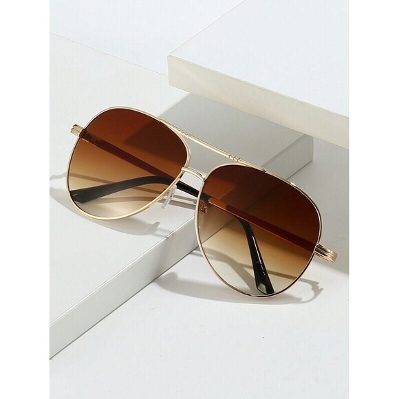 Metal Oval Frame Retro Double Bridge Aviator Glasses , Su main image 4